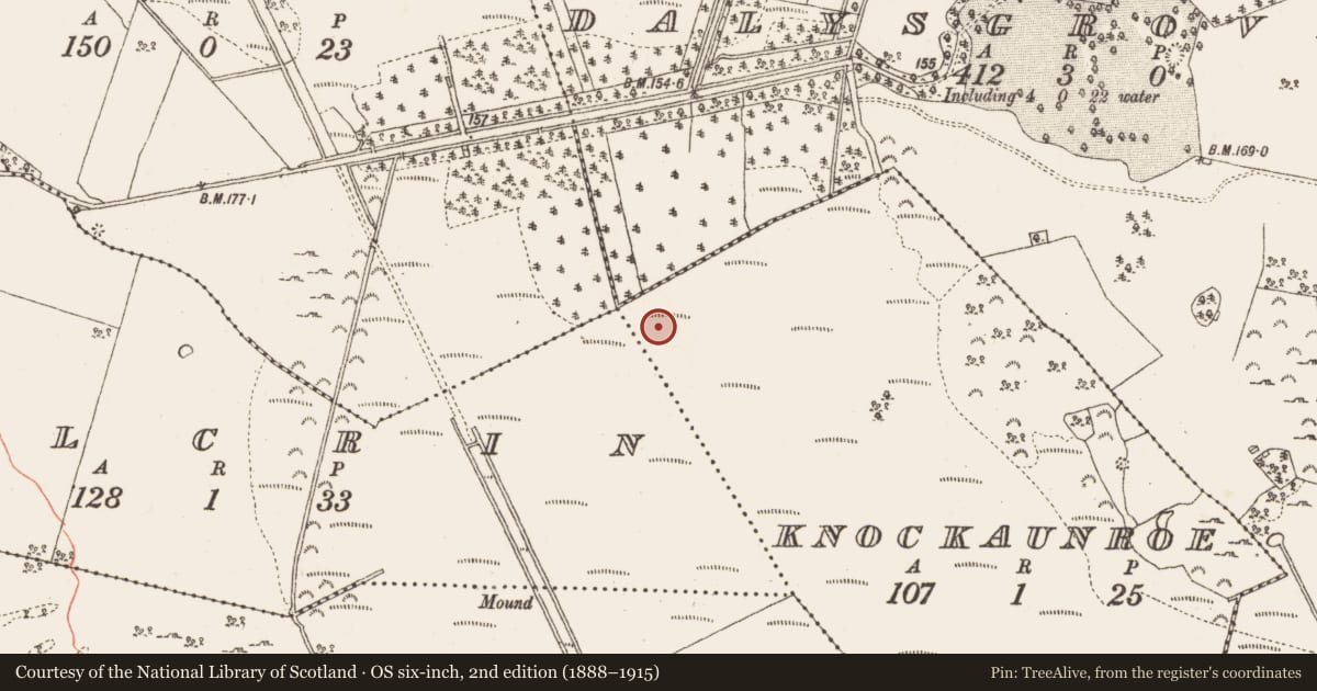 Ordnance Survey six-inch map, 2nd edition (1888–1915) covering the location of Road - class 2 togher, Knockaunroe, County Galway, with a pin at the register's coordinates
