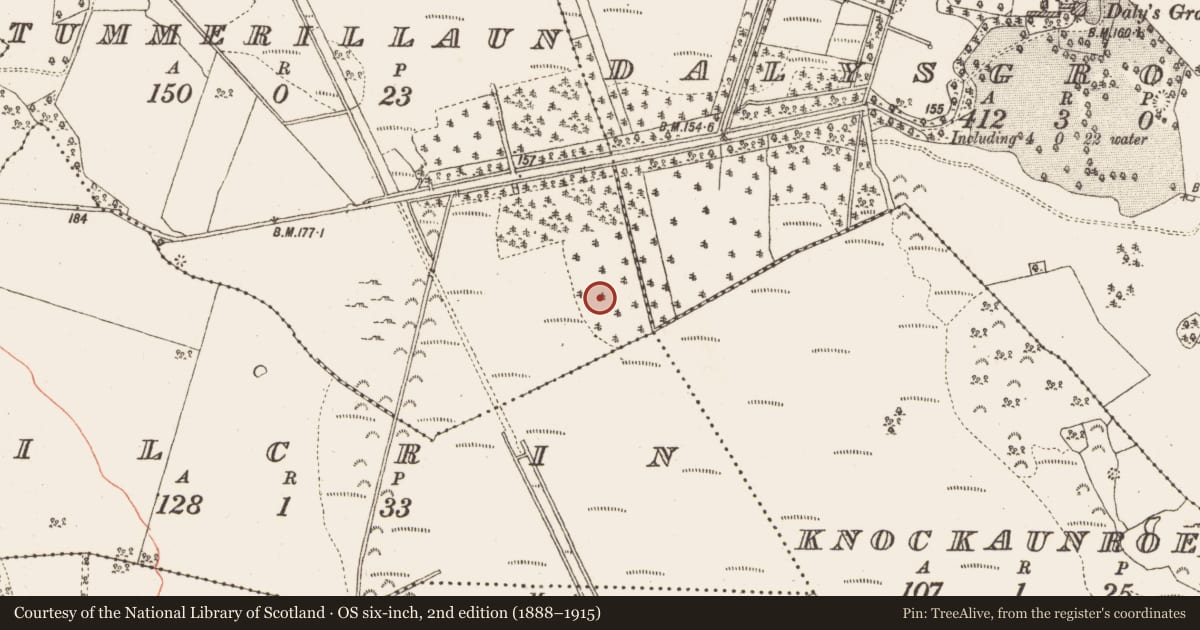 Ordnance Survey six-inch map, 2nd edition (1888–1915) covering the location of Platform - peatland, Tummerillaun, County Galway, with a pin at the register's coordinates
