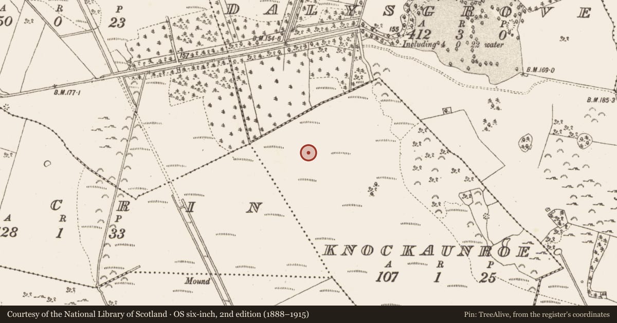 Ordnance Survey six-inch map, 2nd edition (1888–1915) covering the location of Platform - peatland, Knockaunroe, County Galway, with a pin at the register's coordinates