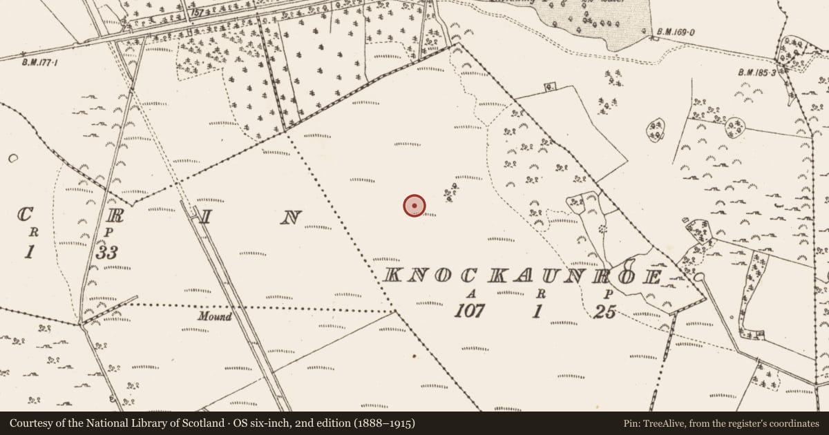 Ordnance Survey six-inch map, 2nd edition (1888–1915) covering the location of Platform - peatland, Knockaunroe, County Galway, with a pin at the register's coordinates