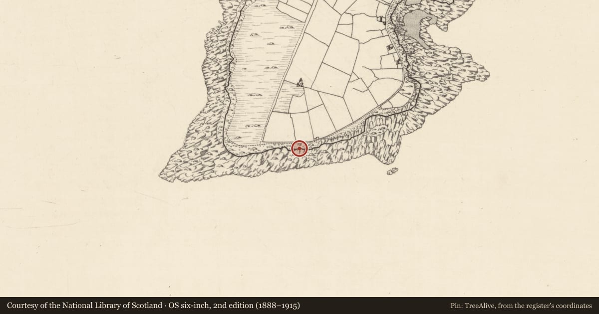 Ordnance Survey six-inch map, 2nd edition (1888–1915) covering the location of Ritual site - holy well, Inishlackan, County Galway, with a pin at the register's coordinates