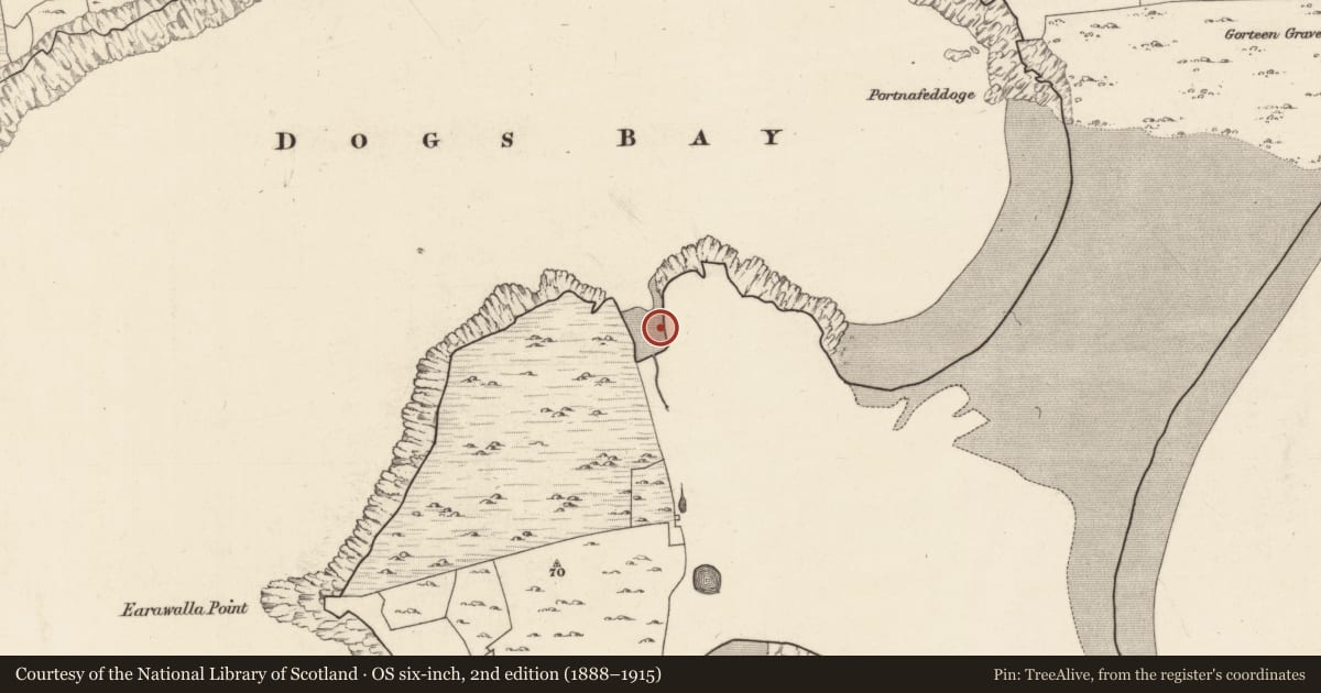 Ordnance Survey six-inch map, 2nd edition (1888–1915) covering the location of Midden, Iorras Beag Thiar, County Galway, with a pin at the register's coordinates
