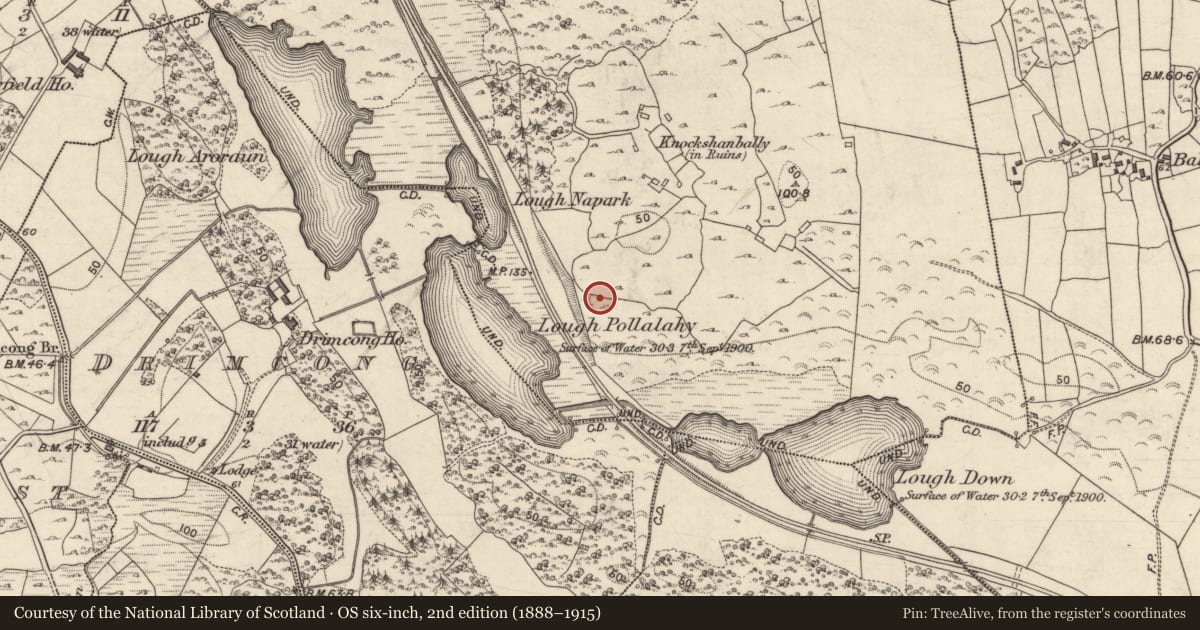 Ordnance Survey six-inch map, 2nd edition (1888–1915) covering the location of Enclosure, Cnoc An Tseanbhaile, County Galway, with a pin at the register's coordinates