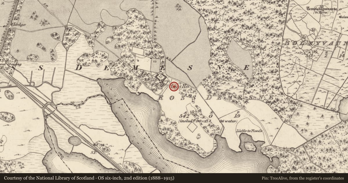 Ordnance Survey six-inch map, 2nd edition (1888–1915) covering the location of Well, Ross Demesne, County Galway, with a pin at the register's coordinates