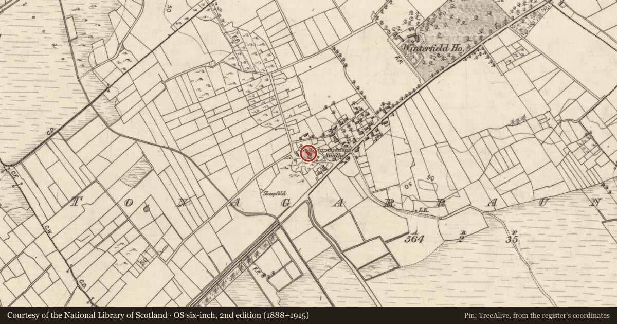 Ordnance Survey six-inch map, 2nd edition (1888–1915) covering the location of House - vernacular house, Tonagarraun, County Galway, with a pin at the register's coordinates