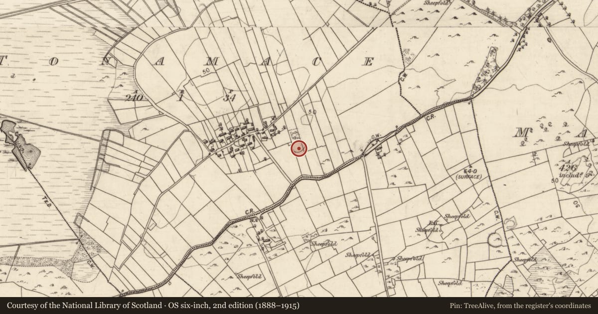 Ordnance Survey six-inch map, 2nd edition (1888–1915) covering the location of Ringfort - unclassified, Tóín An Mhása, County Galway, with a pin at the register's coordinates