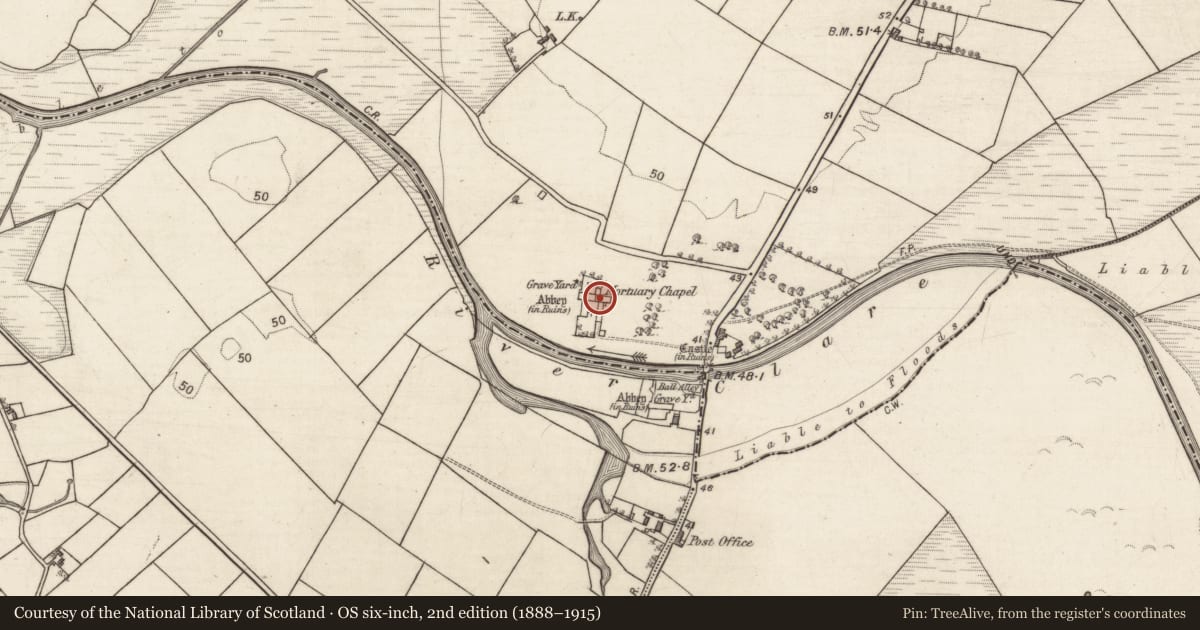 Ordnance Survey six-inch map, 2nd edition (1888–1915) covering the location of Graveslab, Baile Chláir, County Galway, with a pin at the register's coordinates