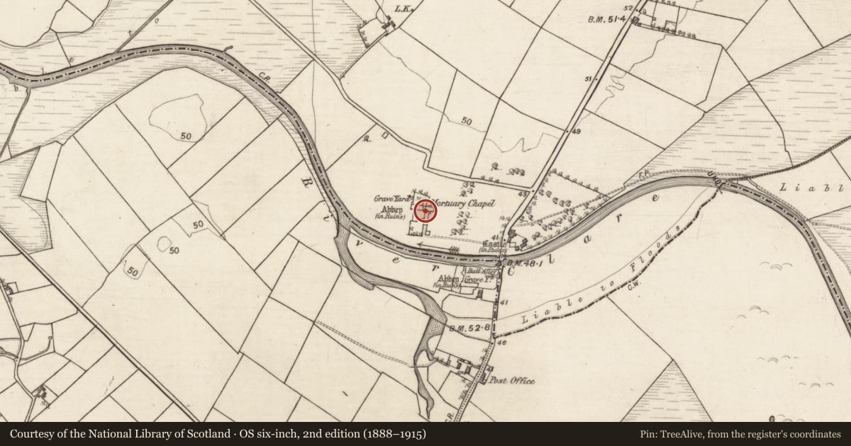 Ordnance Survey six-inch map, 2nd edition (1888–1915) covering the location of Graveslab, Baile Chláir, County Galway, with a pin at the register's coordinates