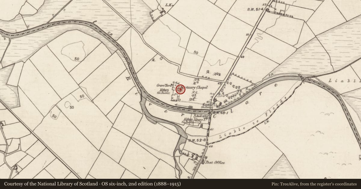 Ordnance Survey six-inch map, 2nd edition (1888–1915) covering the location of Wall monument, Baile Chláir, County Galway, with a pin at the register's coordinates