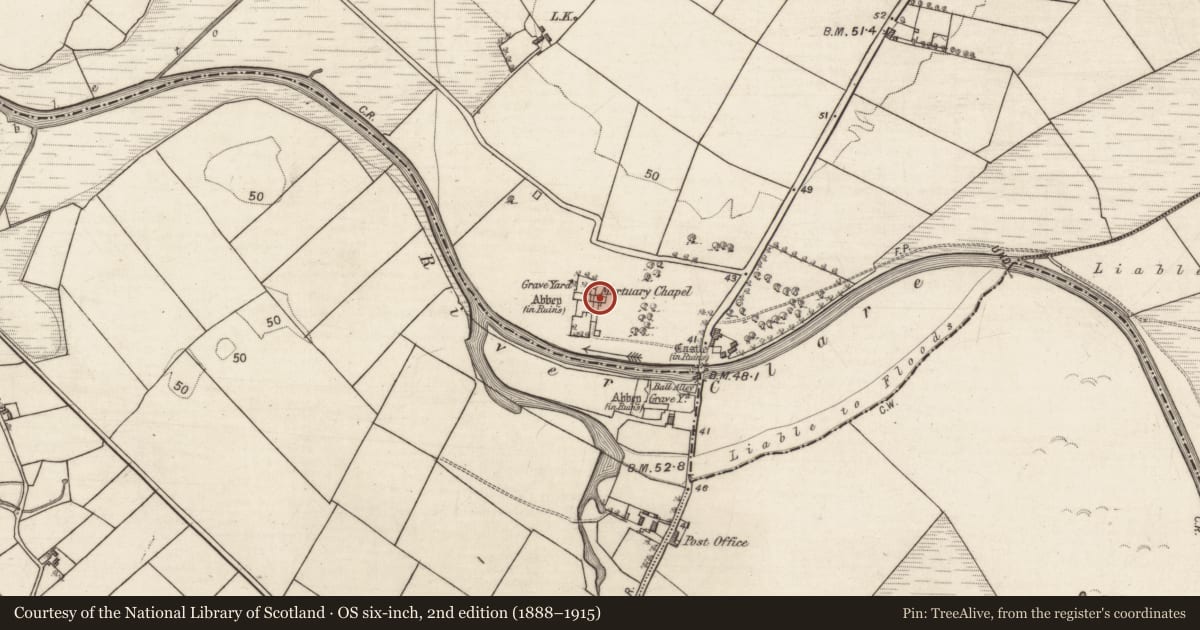 Ordnance Survey six-inch map, 2nd edition (1888–1915) covering the location of Wall monument, Baile Chláir, County Galway, with a pin at the register's coordinates