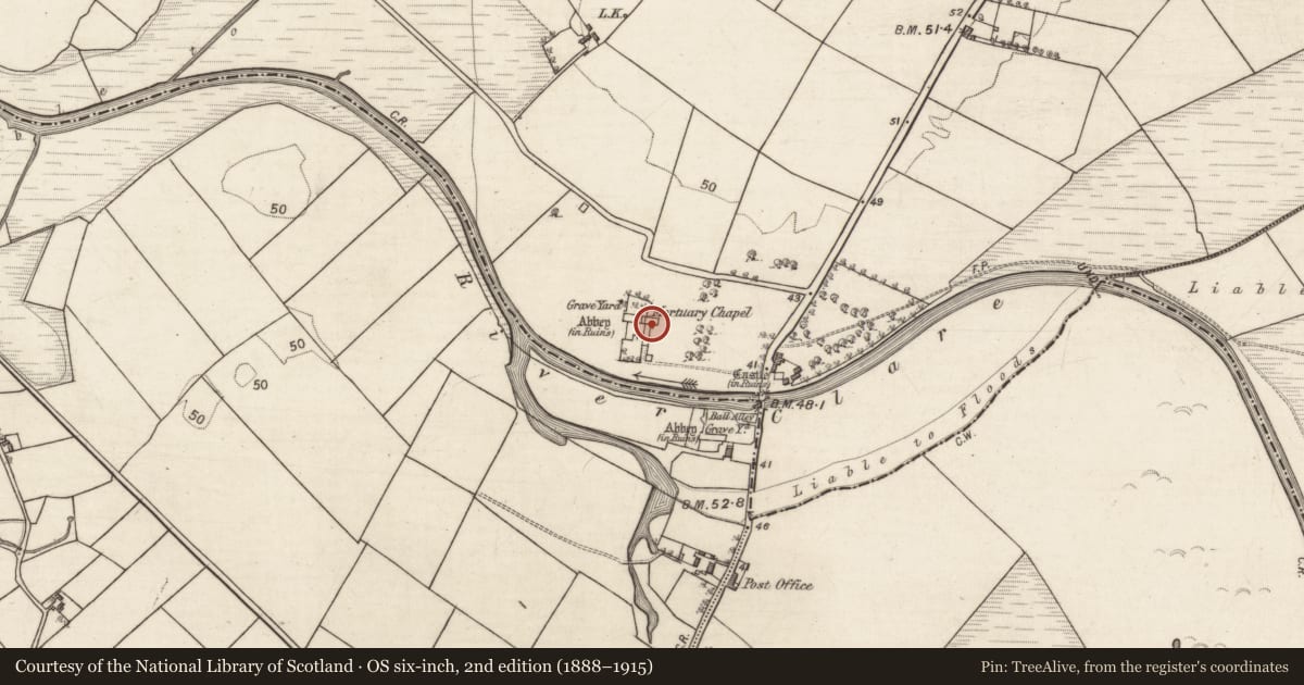 Ordnance Survey six-inch map, 2nd edition (1888–1915) covering the location of Graveslab, Baile Chláir, County Galway, with a pin at the register's coordinates