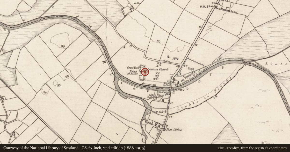 Ordnance Survey six-inch map, 2nd edition (1888–1915) covering the location of Graveslab, Baile Chláir, County Galway, with a pin at the register's coordinates