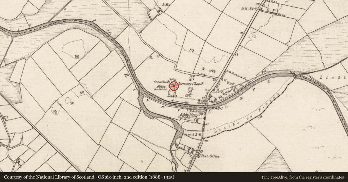 Ordnance Survey six-inch map, 2nd edition (1888–1915) covering the location of Graveslab, Baile Chláir, County Galway, with a pin at the register's coordinates