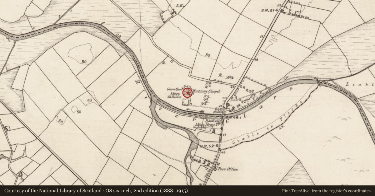 Ordnance Survey six-inch map, 2nd edition (1888–1915) covering the location of Graveslab, Baile Chláir, County Galway, with a pin at the register's coordinates