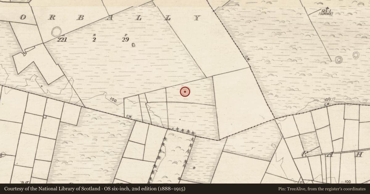 Ordnance Survey six-inch map, 2nd edition (1888–1915) covering the location of Ringfort - unclassified, Corbally, County Galway, with a pin at the register's coordinates