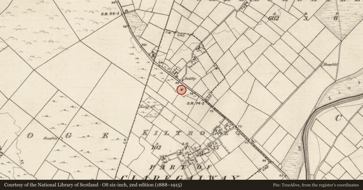 Ordnance Survey six-inch map, 2nd edition (1888–1915) covering the location of House - indeterminate date, Cill Torróg, County Galway, with a pin at the register's coordinates