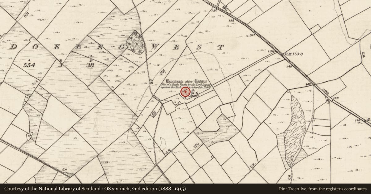 Ordnance Survey six-inch map, 2nd edition (1888–1915) covering the location of Battlefield, County Galway, with a pin at the register's coordinates