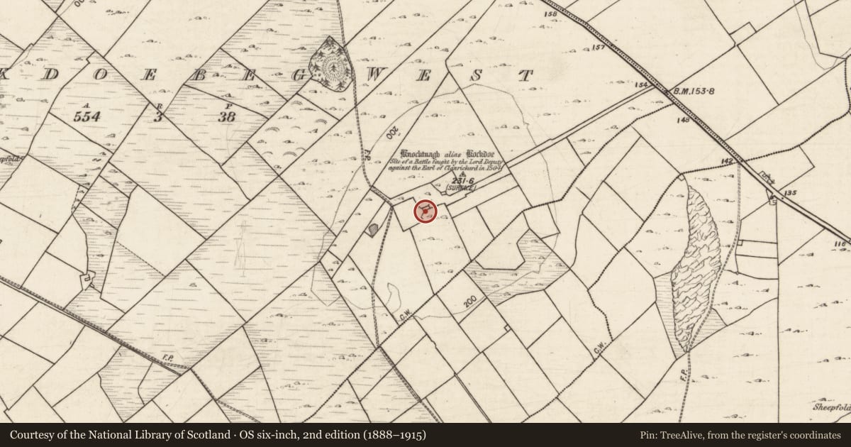 Ordnance Survey six-inch map, 2nd edition (1888–1915) covering the location of House - 18th/19th century, Knockdoebeg West, County Galway, with a pin at the register's coordinates