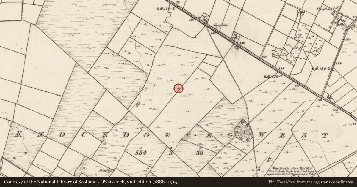 Ordnance Survey six-inch map, 2nd edition (1888–1915) covering the location of House - indeterminate date, Knockdoebeg West, County Galway, with a pin at the register's coordinates