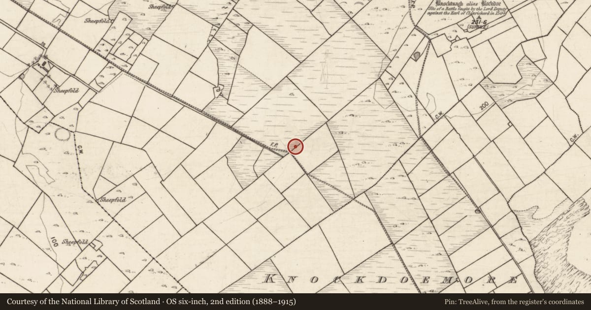 Ordnance Survey six-inch map, 2nd edition (1888–1915) covering the location of House - indeterminate date, Knockdoebeg West, County Galway, with a pin at the register's coordinates