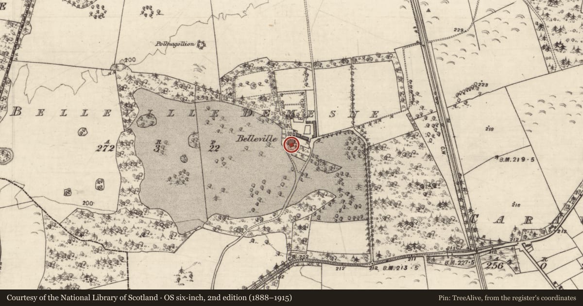 Ordnance Survey six-inch map, 2nd edition (1888–1915) covering the location of House - 18th/19th century, Belleville Demesne, County Galway, with a pin at the register's coordinates