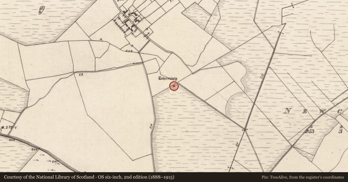 Ordnance Survey six-inch map, 2nd edition (1888–1915) covering the location of Fulacht fia, Corrantarramud, County Galway, with a pin at the register's coordinates