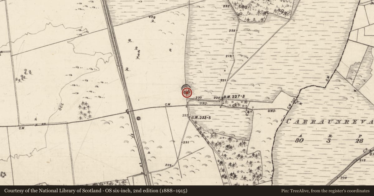 Ordnance Survey six-inch map, 2nd edition (1888–1915) covering the location of Earthwork, Farravaun, County Galway, with a pin at the register's coordinates