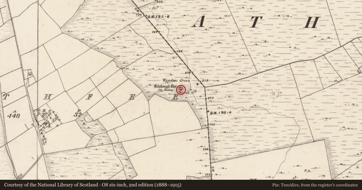 Ordnance Survey six-inch map, 2nd edition (1888–1915) covering the location of Church, Rathfee, County Galway, with a pin at the register's coordinates