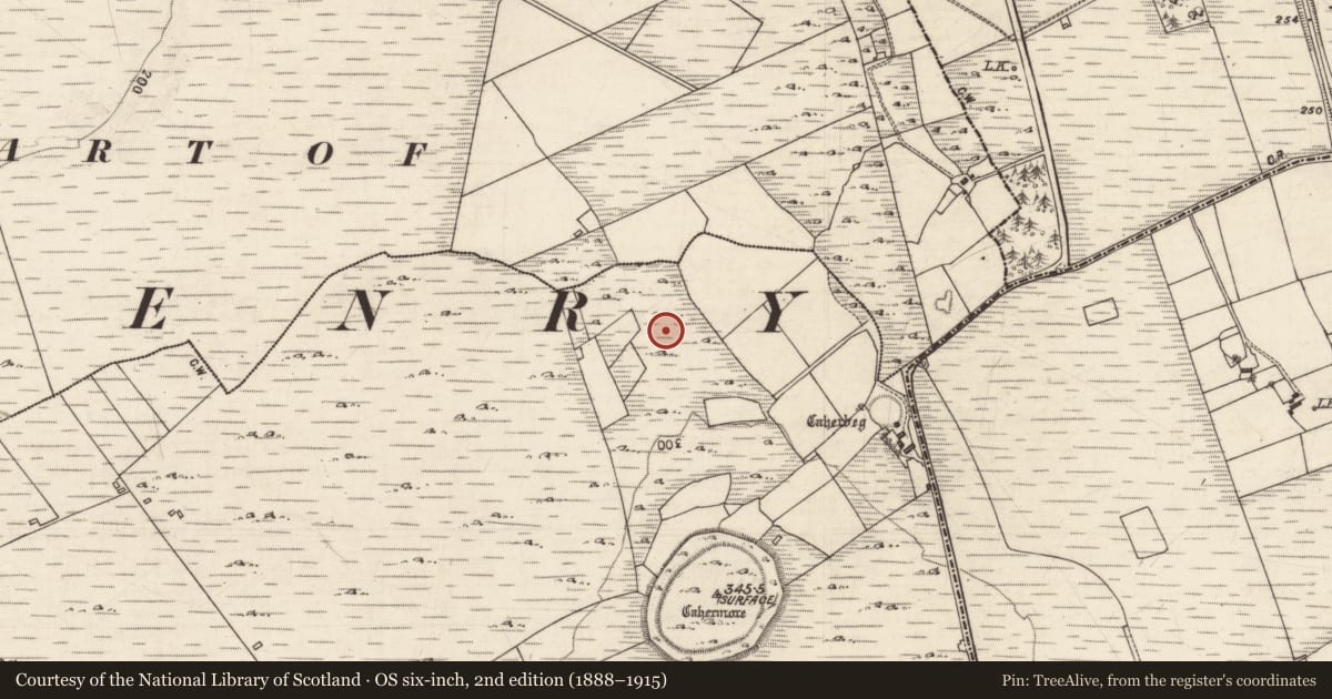Ordnance Survey six-inch map, 2nd edition (1888–1915) covering the location of Enclosure, Kilskeagh, County Galway, with a pin at the register's coordinates