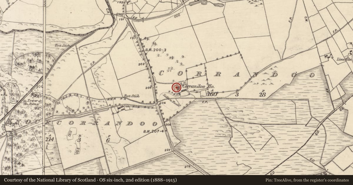 Ordnance Survey six-inch map, 2nd edition (1888–1915) covering the location of House - 18th/19th century, Corrandoo, County Galway, with a pin at the register's coordinates