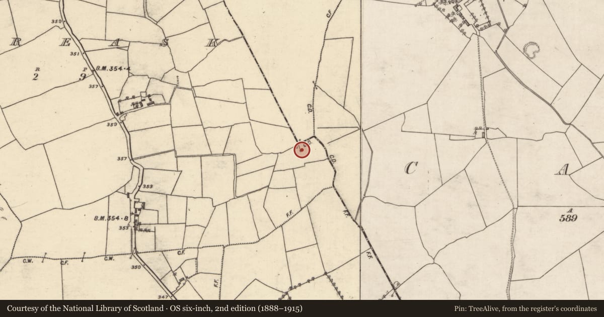 Ordnance Survey six-inch map, 2nd edition (1888–1915) covering the location of Ritual site - holy well, Kinreask, County Galway, with a pin at the register's coordinates
