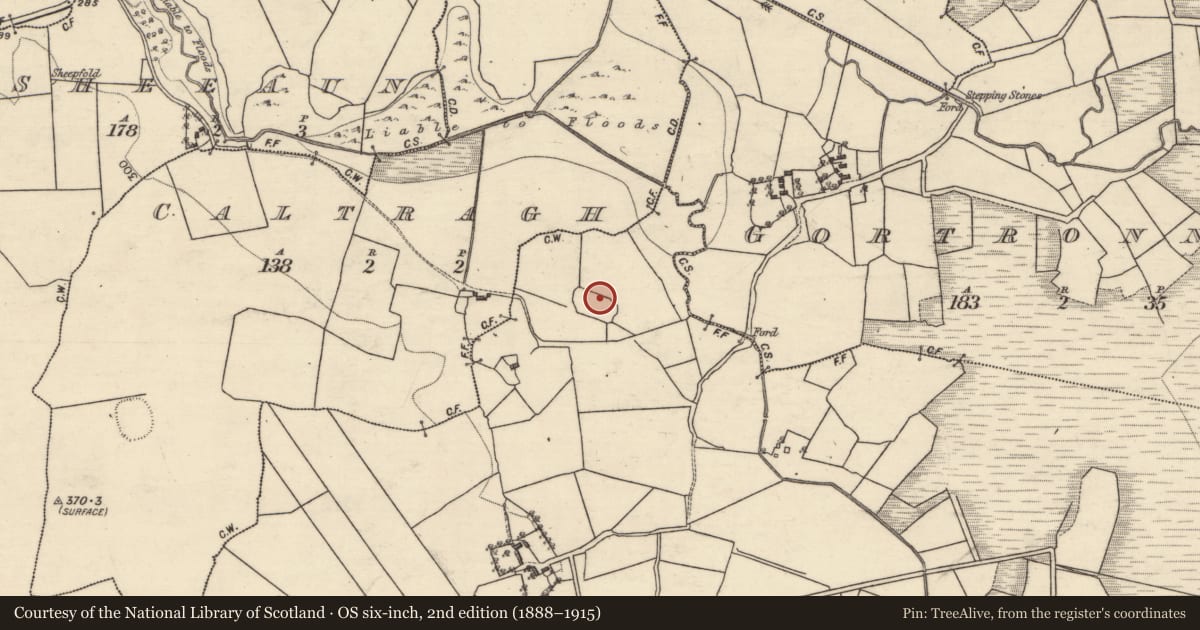 Ordnance Survey six-inch map, 2nd edition (1888–1915) covering the location of Enclosure, Lenareagh, County Galway, with a pin at the register's coordinates