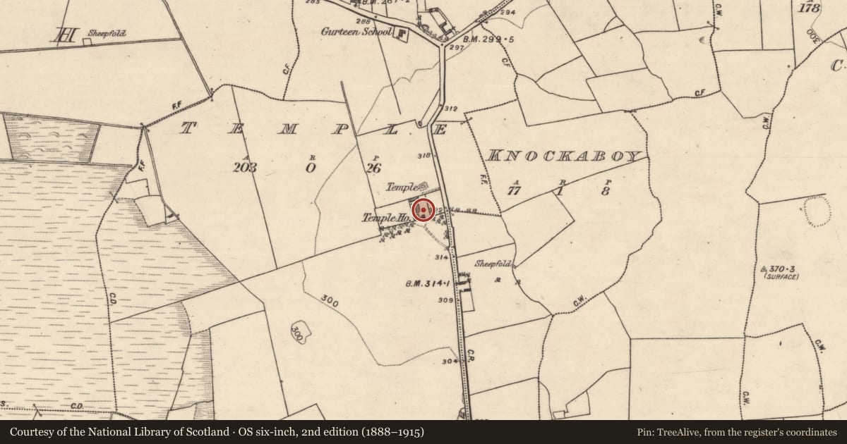 Ordnance Survey six-inch map, 2nd edition (1888–1915) covering the location of House - 18th/19th century, Temple, County Galway, with a pin at the register's coordinates