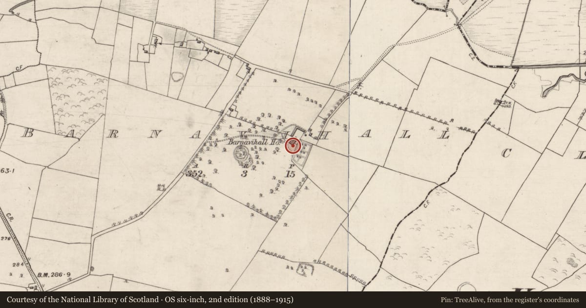 Ordnance Survey six-inch map, 2nd edition (1888–1915) covering the location of Country house, Barnavihall, County Galway, with a pin at the register's coordinates