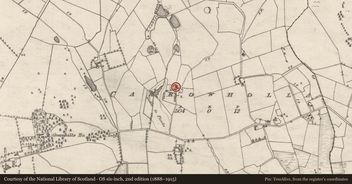 Ordnance Survey six-inch map, 2nd edition (1888–1915) covering the location of Enclosure, Carrowholla, County Galway, with a pin at the register's coordinates