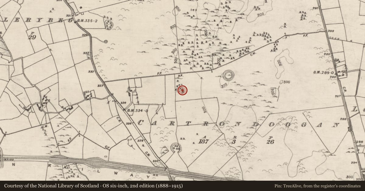 Ordnance Survey six-inch map, 2nd edition (1888–1915) covering the location of Enclosure, Cartrondoogan, County Galway, with a pin at the register's coordinates
