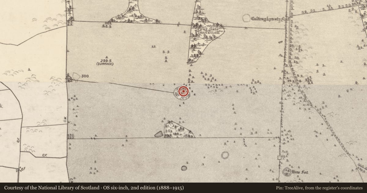 Ordnance Survey six-inch map, 2nd edition (1888–1915) covering the location of Designed landscape feature, Clonbrock Demesne, County Galway, with a pin at the register's coordinates