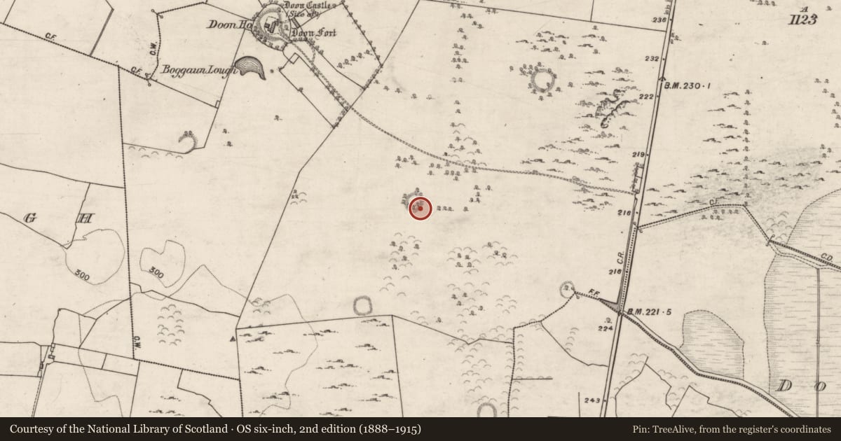Ordnance Survey six-inch map, 2nd edition (1888–1915) covering the location of Enclosure, Doon Upper, County Galway, with a pin at the register's coordinates