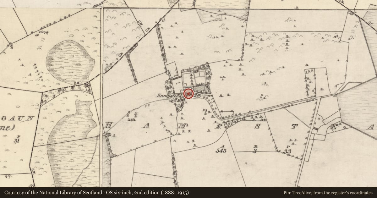 Ordnance Survey six-inch map, 2nd edition (1888–1915) covering the location of Country house, Hampstead, County Galway, with a pin at the register's coordinates