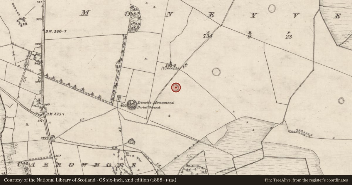Ordnance Survey six-inch map, 2nd edition (1888–1915) covering the location of Ringfort - rath, Moneyveen, County Galway, with a pin at the register's coordinates