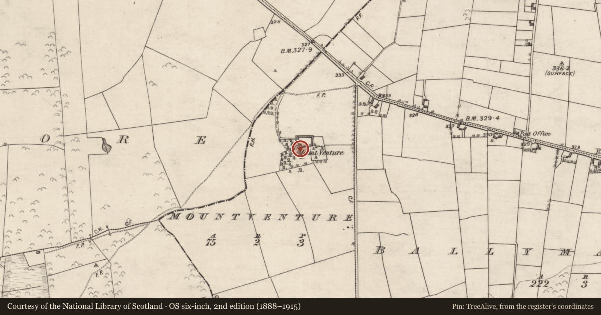 Ordnance Survey six-inch map, 2nd edition (1888–1915) covering the location of Country house, Mountventure, County Galway, with a pin at the register's coordinates