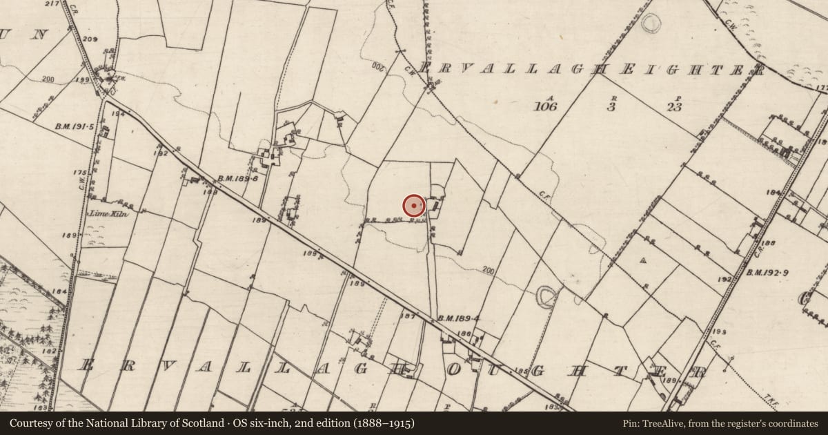 Ordnance Survey six-inch map, 2nd edition (1888–1915) covering the location of Ringfort - rath, Ervallagh Oughter, County Galway, with a pin at the register's coordinates