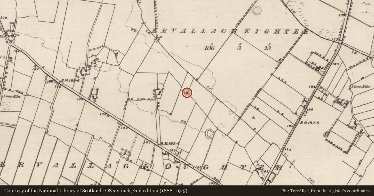 Ordnance Survey six-inch map, 2nd edition (1888–1915) covering the location of Ringfort - rath, Ervallagh Oughter, County Galway, with a pin at the register's coordinates