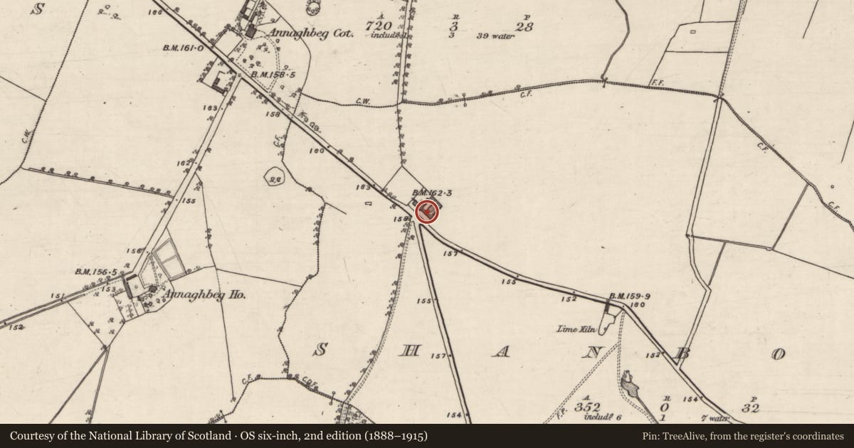Ordnance Survey six-inch map, 2nd edition (1888–1915) covering the location of House - 18th/19th century, Shanboley, County Galway, with a pin at the register's coordinates