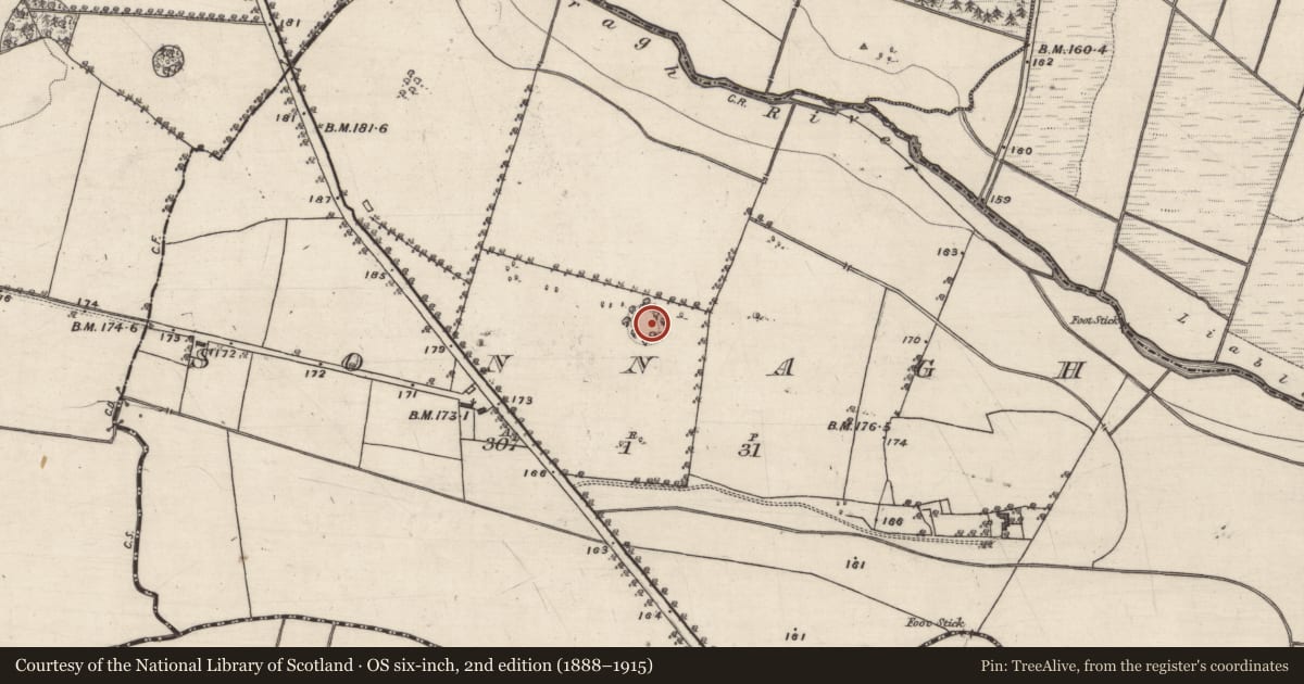Ordnance Survey six-inch map, 2nd edition (1888–1915) covering the location of Ringfort - unclassified, Sonnagh, County Galway, with a pin at the register's coordinates
