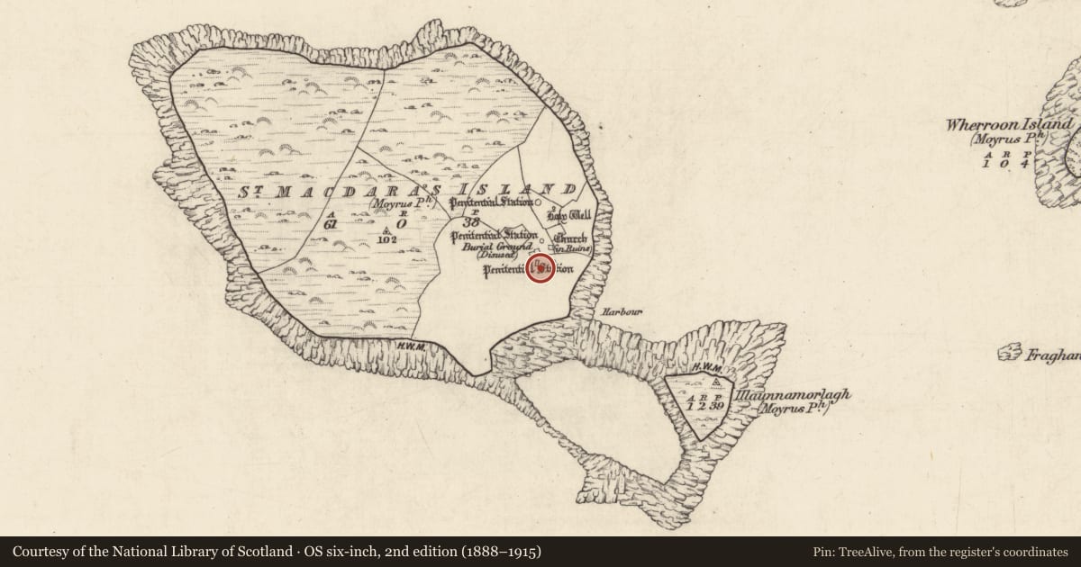 Ordnance Survey six-inch map, 2nd edition (1888–1915) covering the location of Well, Cruach Na Cara, County Galway, with a pin at the register's coordinates