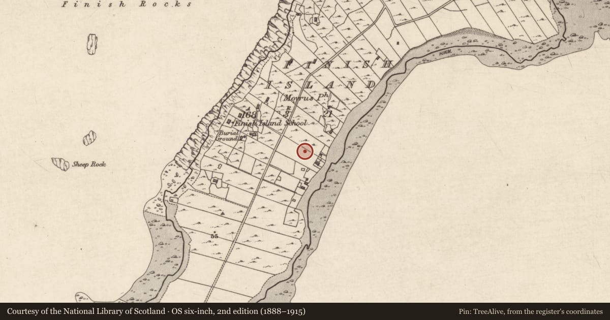 Ordnance Survey six-inch map, 2nd edition (1888–1915) covering the location of House - indeterminate date, Fínis, County Galway, with a pin at the register's coordinates