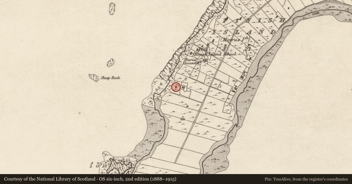 Ordnance Survey six-inch map, 2nd edition (1888–1915) covering the location of Midden, Fínis, County Galway, with a pin at the register's coordinates