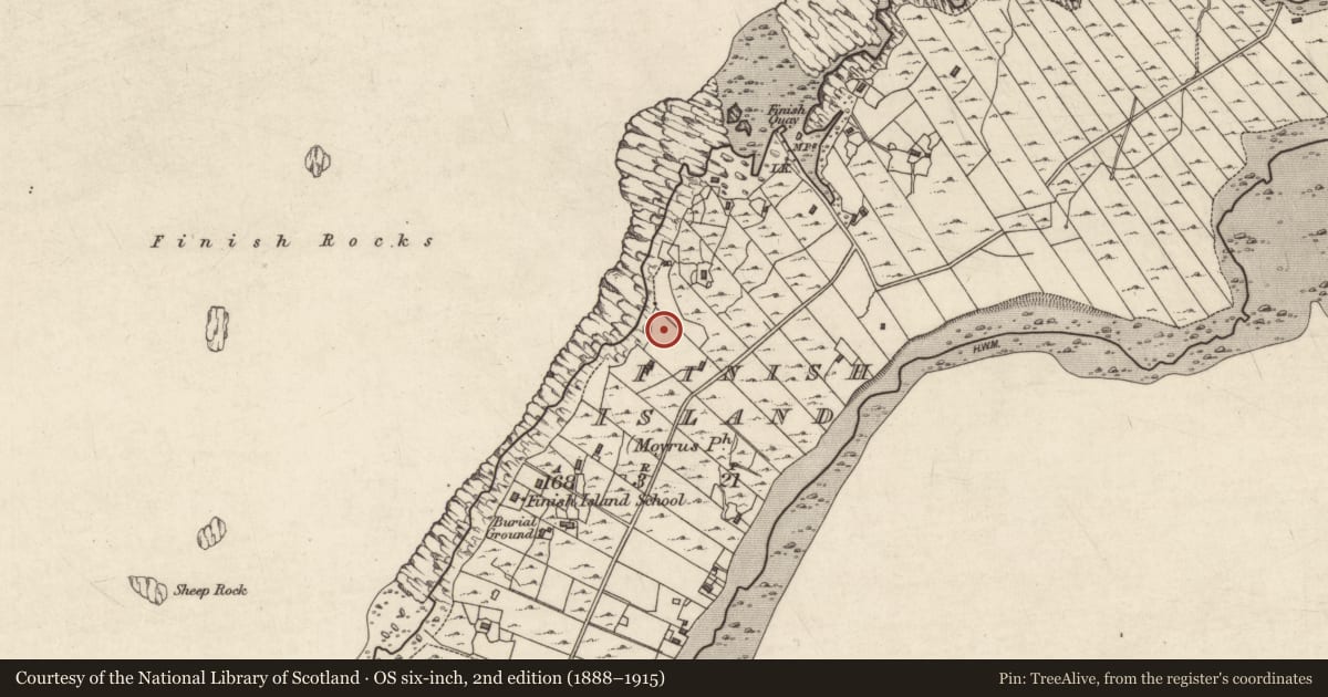 Ordnance Survey six-inch map, 2nd edition (1888–1915) covering the location of Midden, Fínis, County Galway, with a pin at the register's coordinates