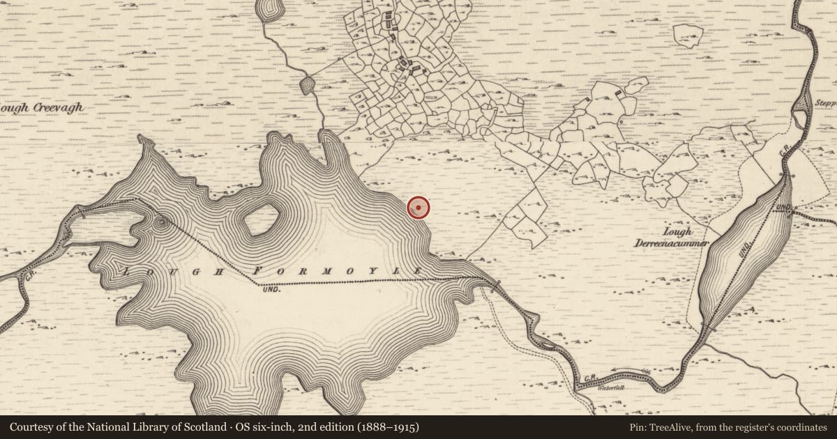 Ordnance Survey six-inch map, 2nd edition (1888–1915) covering the location of Ritual site - holy well, Formaoil, County Galway, with a pin at the register's coordinates